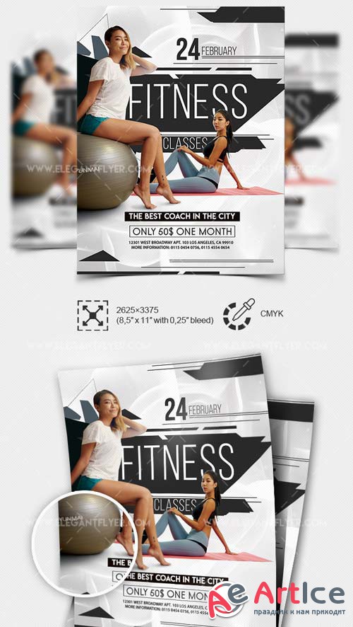 Fitness Classes V1 2019 PSD Flyer Template + Facebook Cover + Instagram Post