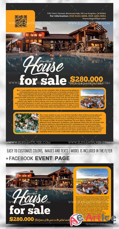 House for Sale V1 2019 PSD Flyer Template + Facebook Cover + Instagram Post