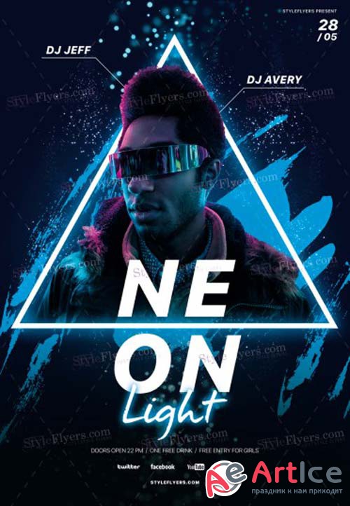 Neon Light V1 2019 PSD Flyer Template