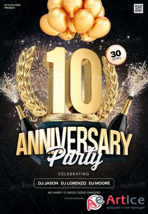 Anniversary V10 2019 PSD Flyer Template