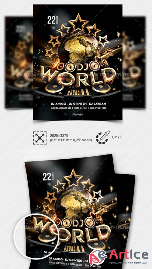 World DJs V3 2019 Flyer PSD Template