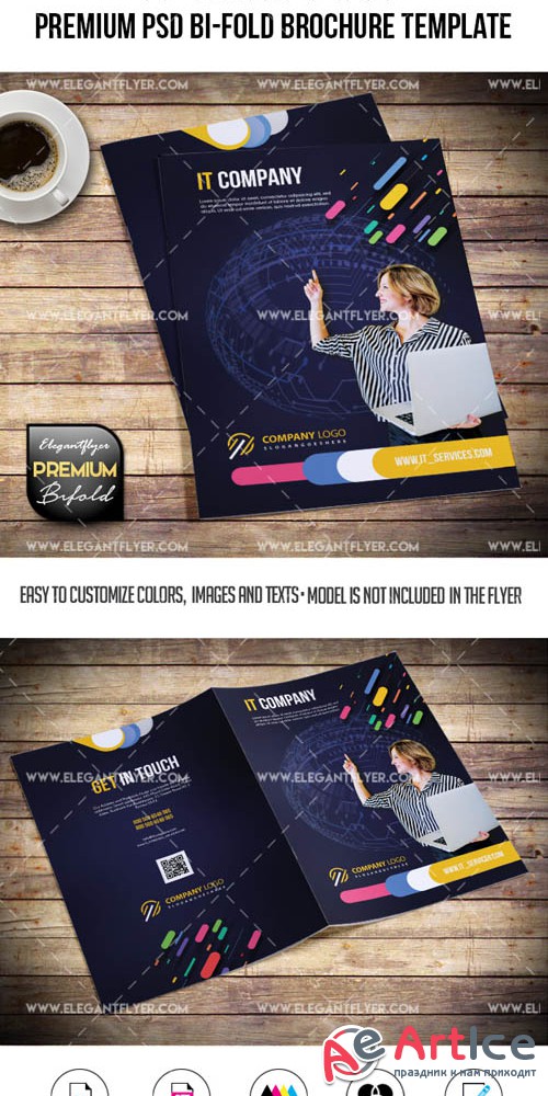 IT Company V1 2019 PSD Bi-Fold Brochure Template