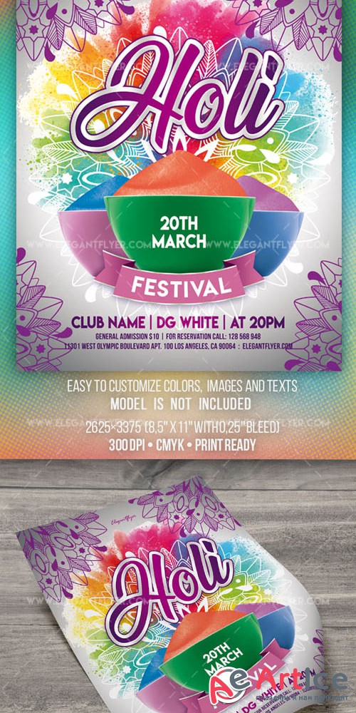 Holi Festival V5 2019 Flyer PSD Template