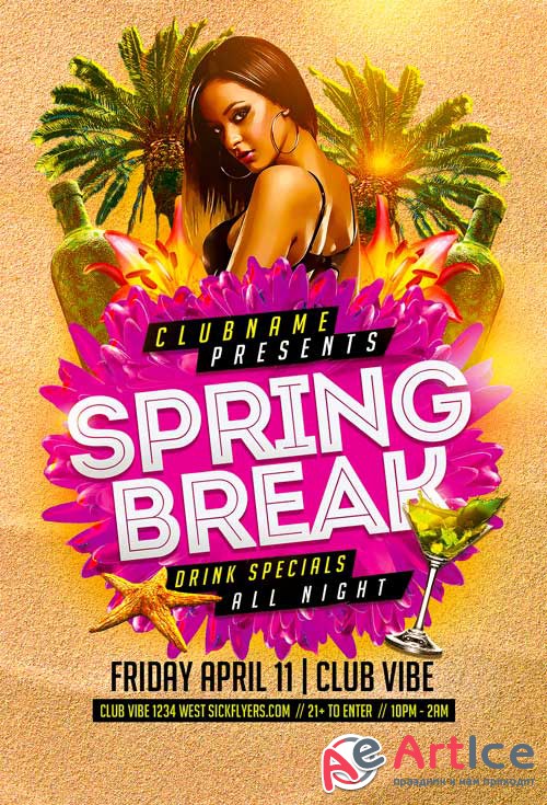 Spring Break psd flyer template