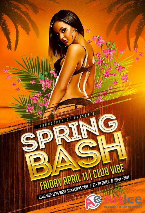 Spring Bash psd flyer template