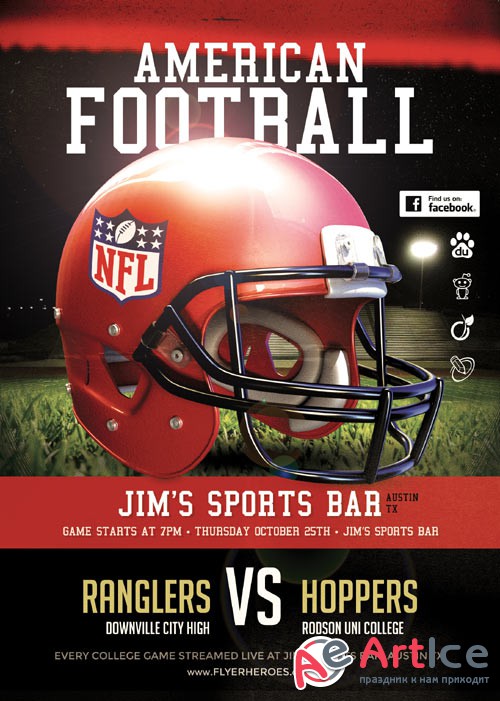 American Football psd flyer template