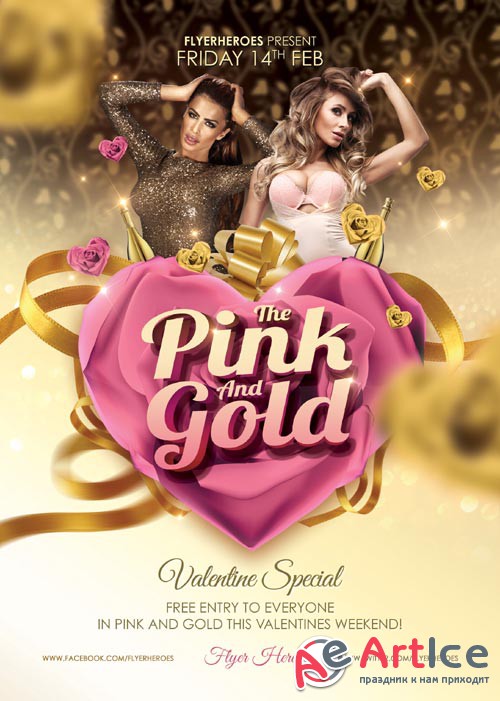 Pink and Gold psd flyer template