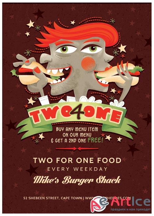 Two for One psd flyer template