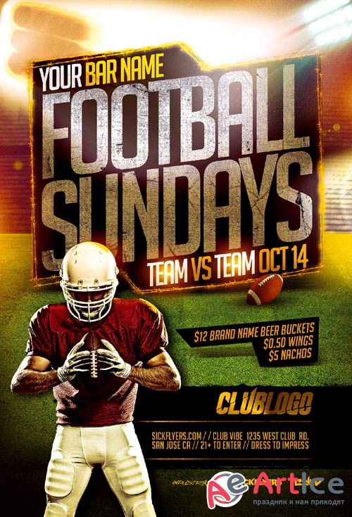 Football Sundays psd flyer template