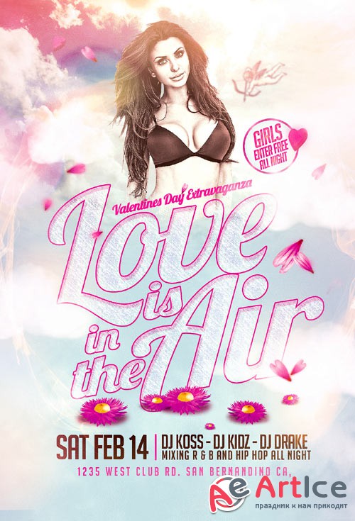 Love is in the air psd flyer template