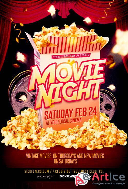 Movie Night psd flyer template