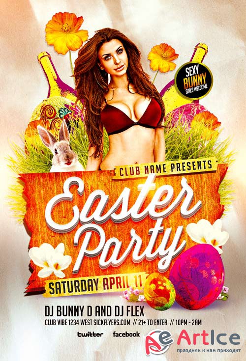 Easter Party psd flyer template