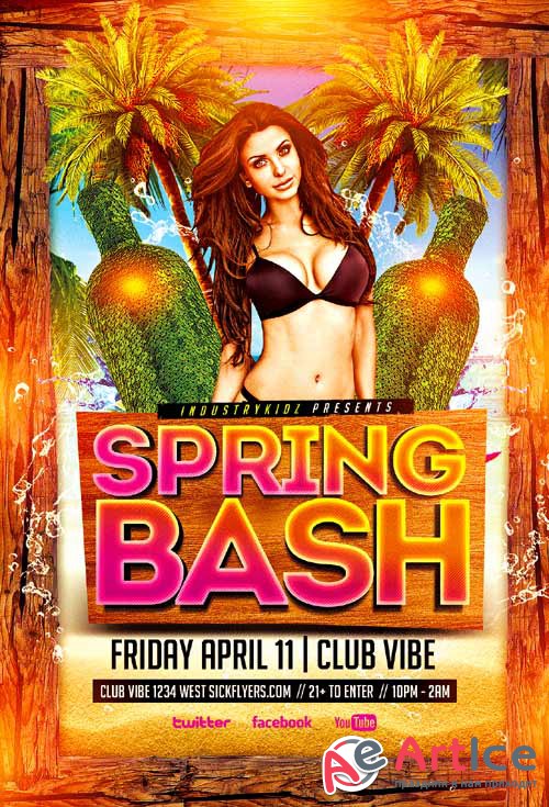 Spring Bash psd flyer template