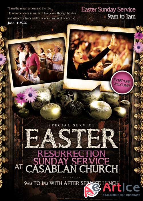 Easter Sunday psd flyer template