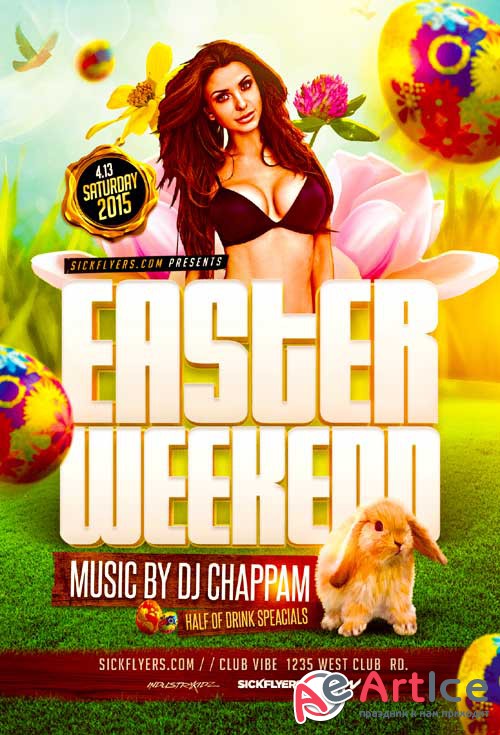 Easter Weekend psd flyer template