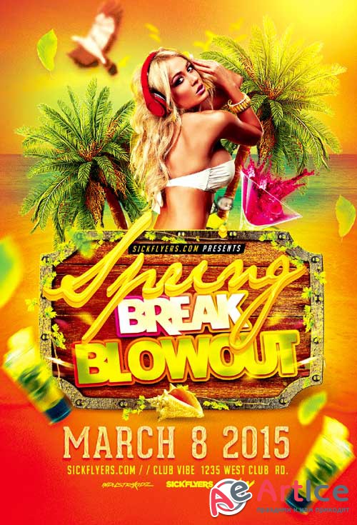 Spring Break Blowout psd flyer template