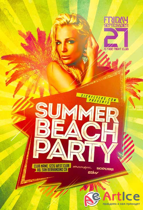 Summer Beach Party psd flyer template