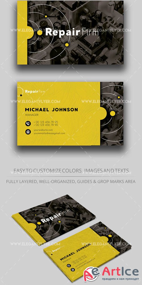 Repair of equipment V1 2019 PSD Business Card Template