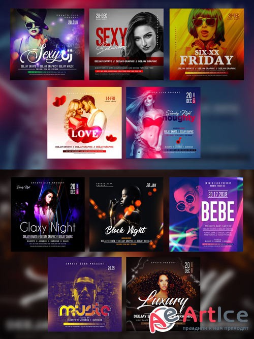 Ladies Night psd flyer template bundle