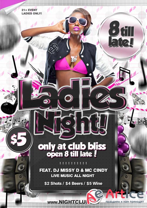 Ladies Night Club psd flyer template