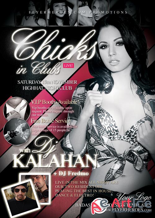 Chicks in Clubs psd flyer template