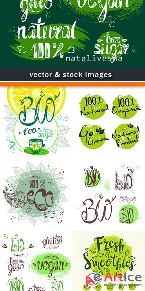 Ecology bio label and vegan healthy lifestyle