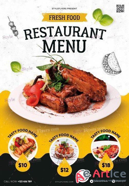 Restaurant Menu V9 2019 PSD Flyer Template