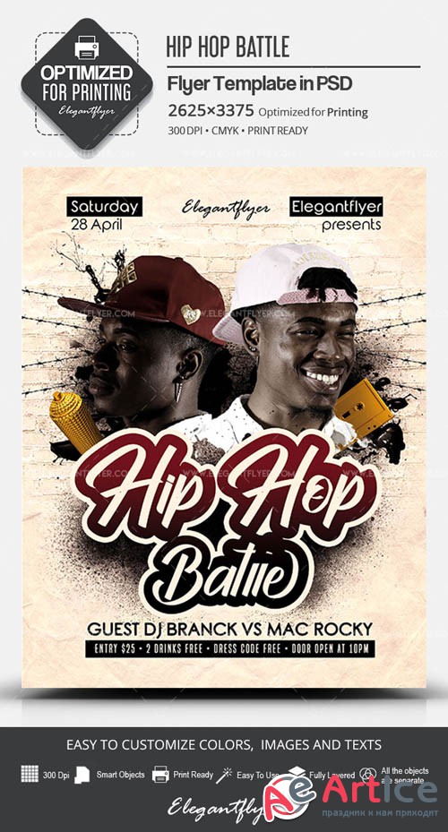 Hip Hop Battle V6 2019 PSD Flyer Template