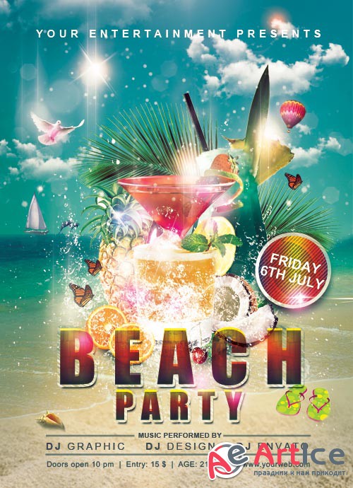 Beach Party psd flyer template