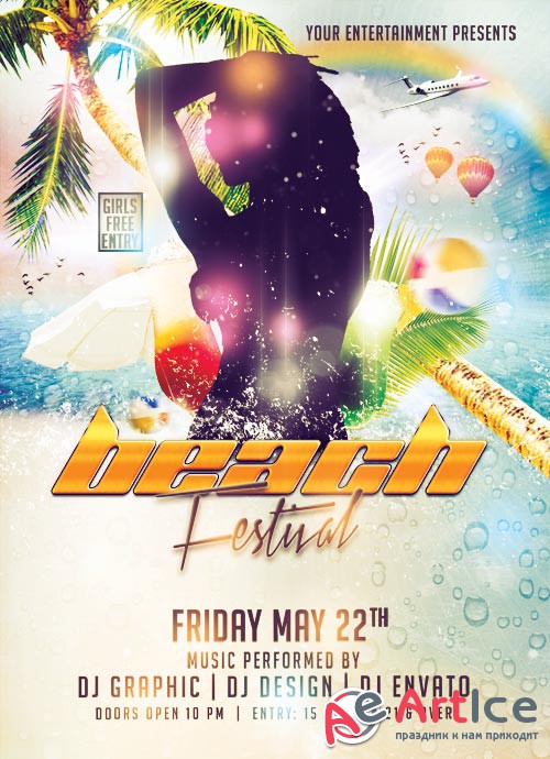 Beach Festival psd flyer template