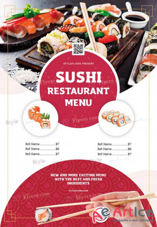 Sushi Restaurant Menu V1 2019 PSD Flyer Template