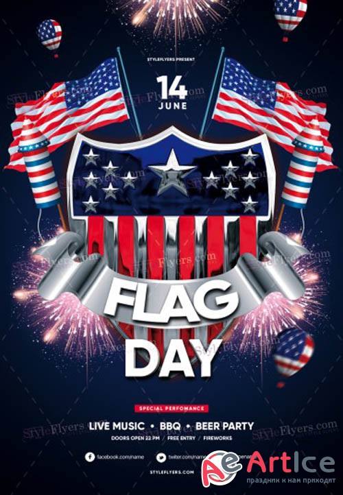 Flag Day V1 2019 PSD Flyer Template