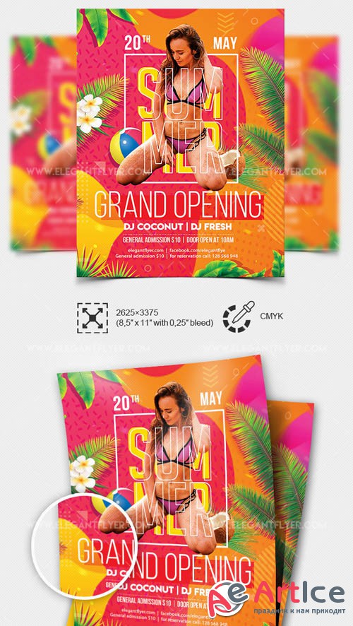 Summer Club Grand Opening V1 2019  Premium Flyer Template in PSD