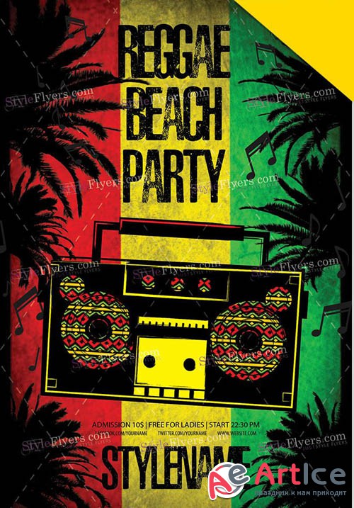 Reggae Beach Party V6 2019 PSD Flyer Template