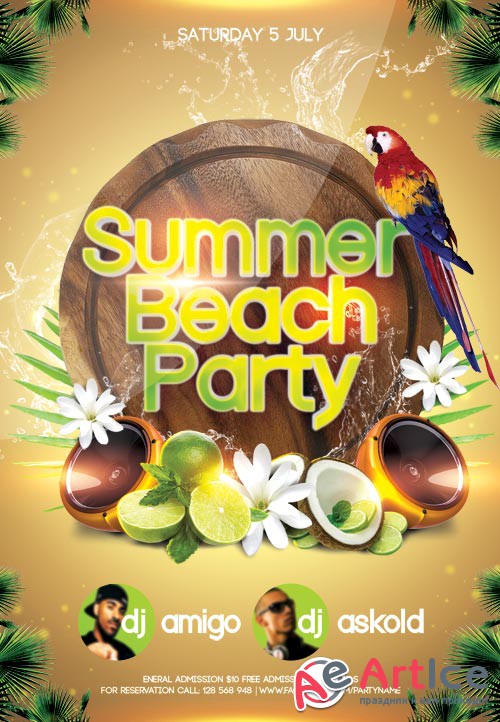 Summer Beach Party psd flyer template