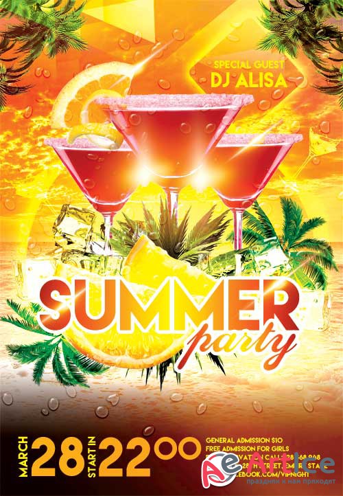 Summer Party 2 psd flyer template