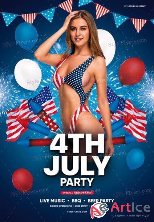 4th July Party V15 2019 PSD Flyer Template