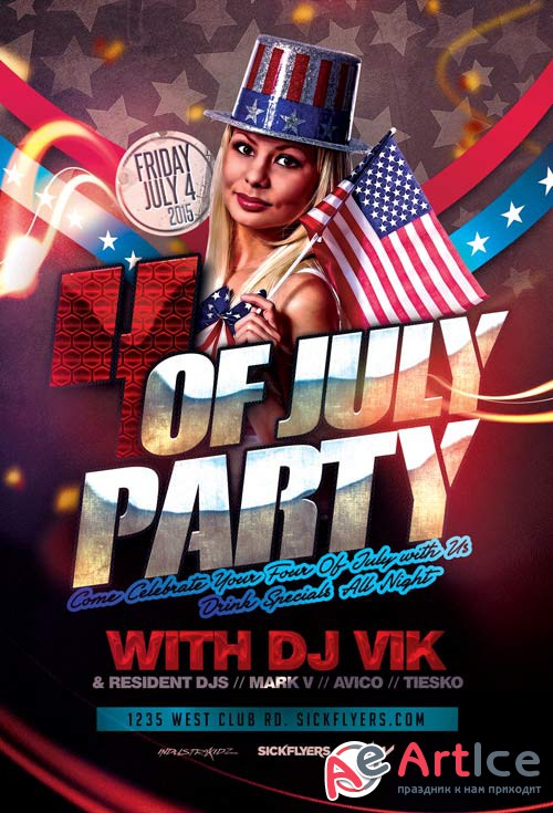 4th July Party psd flyer template