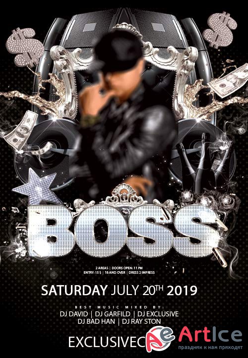 Boss party psd flyer template