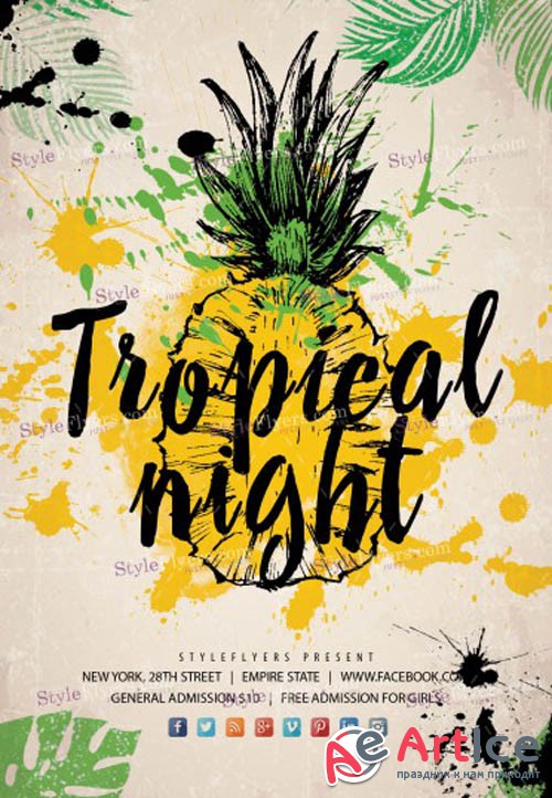 Tropical Night V3 2019 PSD Flyer Template