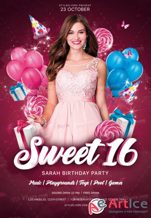 Sweet 16 V4 2019 PSD Flyer Template