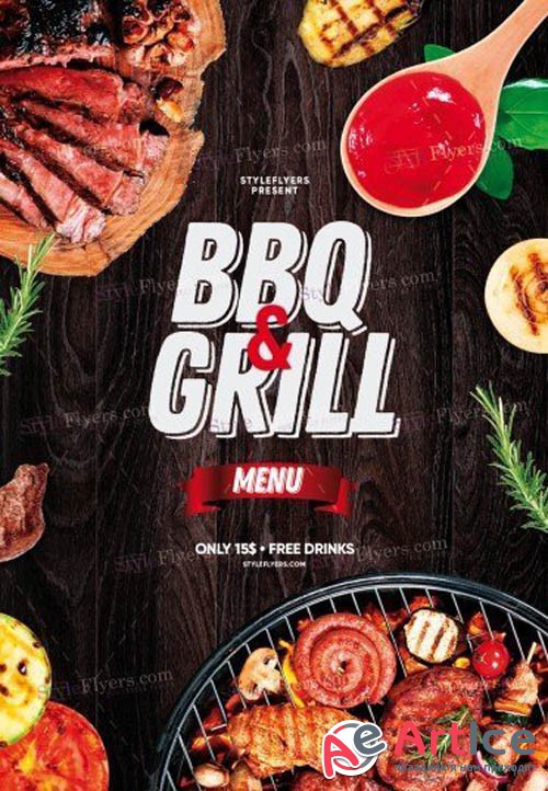 BBQ & Grill Menu V1 2019 PSD Flyer Template