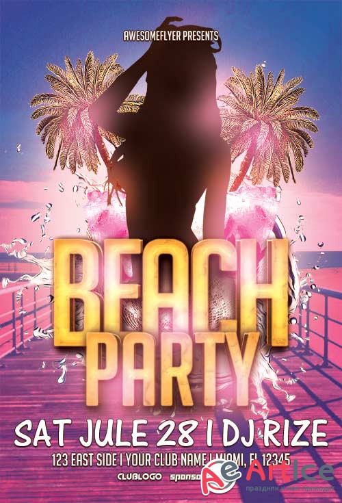 Beach party v1 psd flyer template