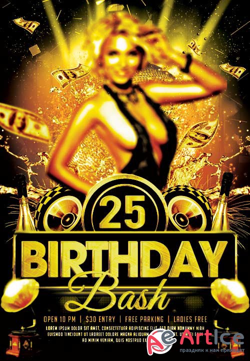 Birthday bash psd flyer template