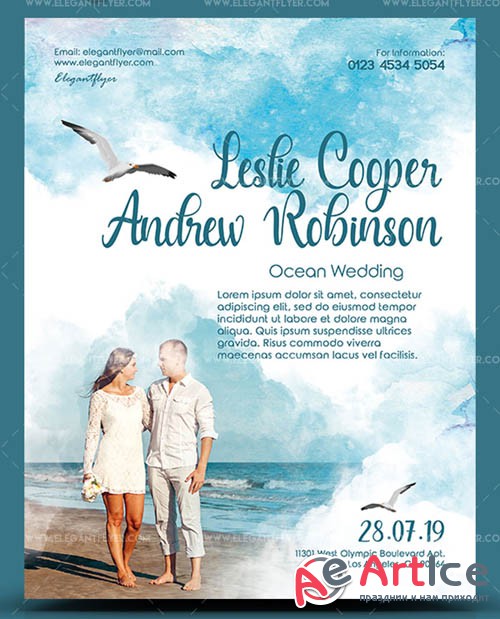 Ocean Wedding V1 2019 PSD Flyer Template