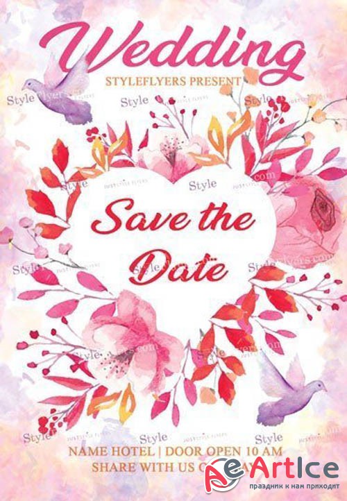 Wedding Save The Date V0108 2019 PSD Flyer Template