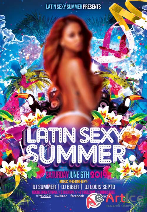 Latin sexy summer psd flyer template