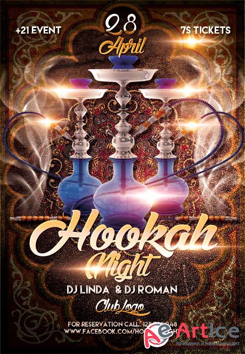 Hookah Night psd flyer template