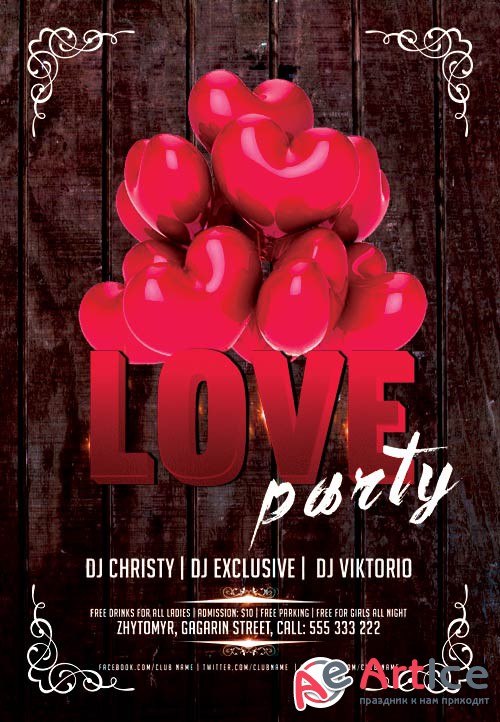 Love party psd flyer template