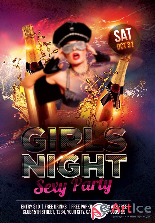 Girls Night sexy party psd flyer template